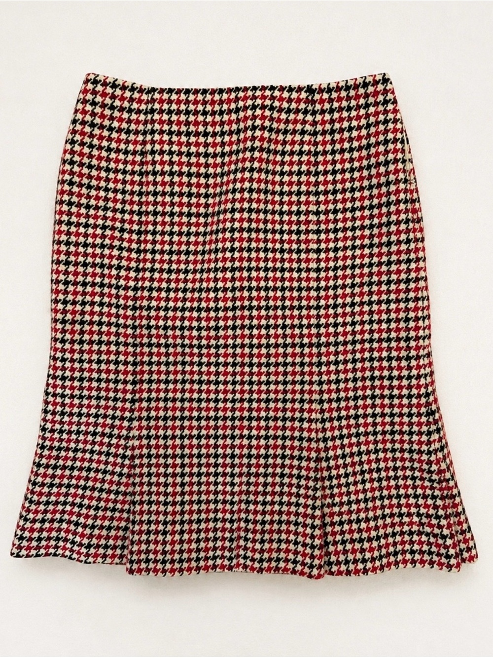 Talbots Petites Wool Houndstooth Skirt Size 4 – Red Black Ivory